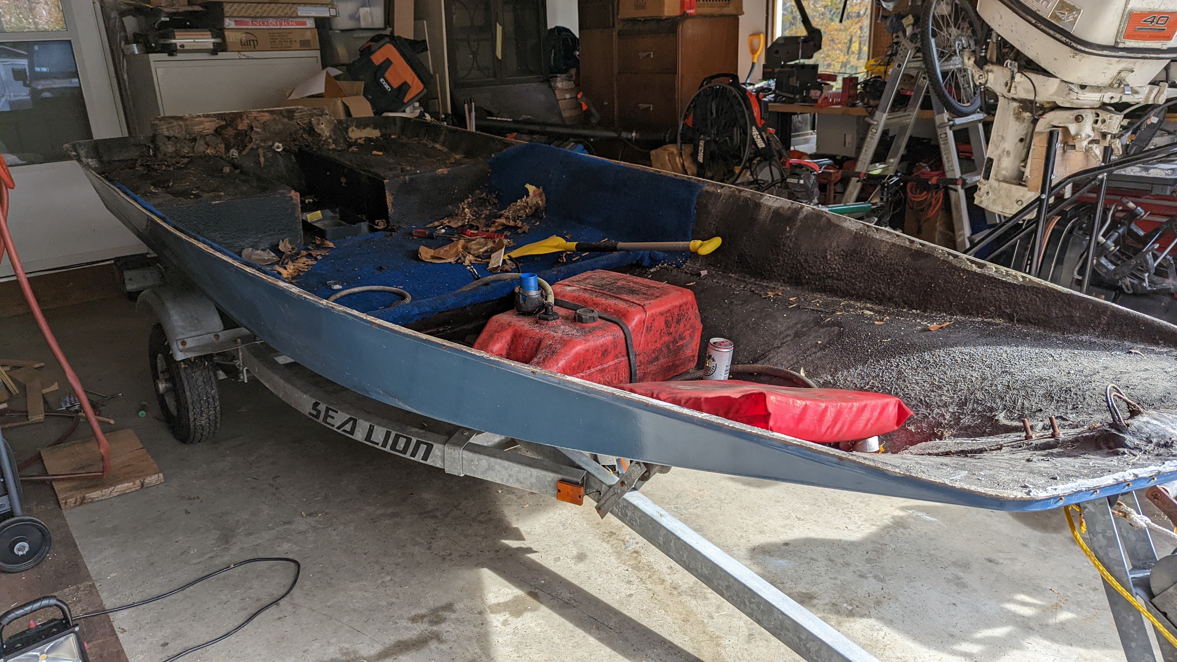 Bare Lower Hull in the Garage