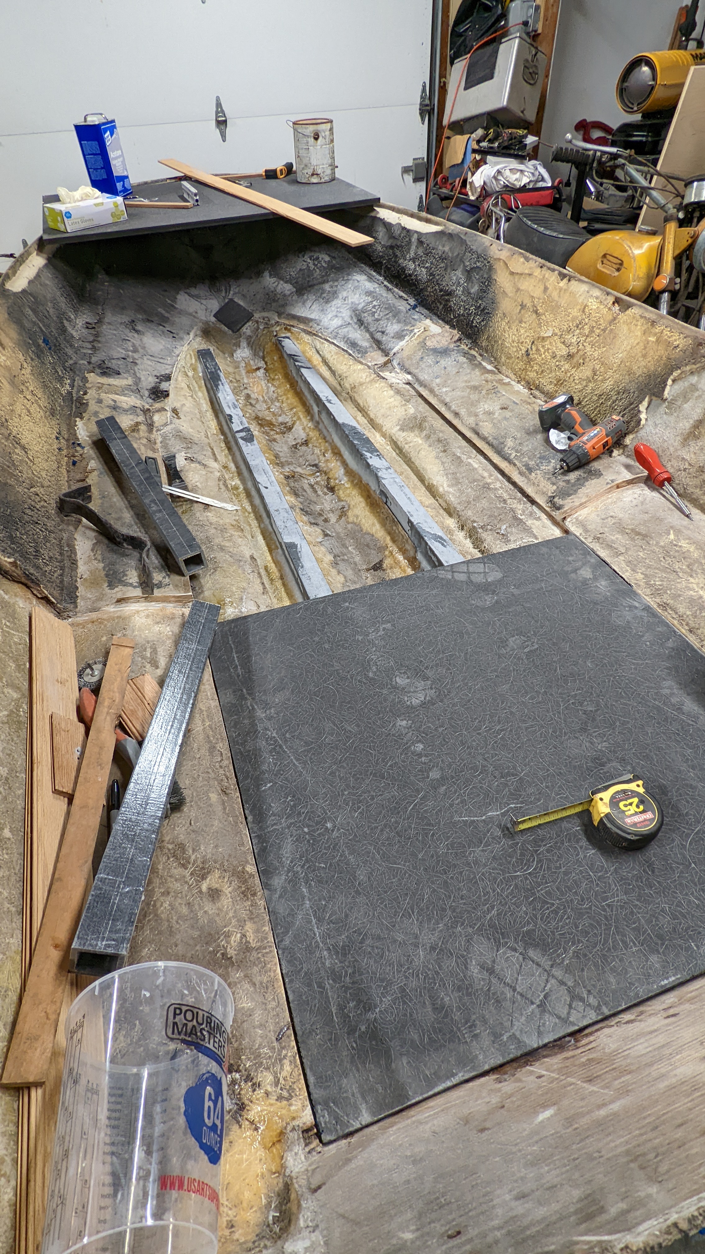 Fiberglass Stringers and Coosa Board Fitted for the Floor