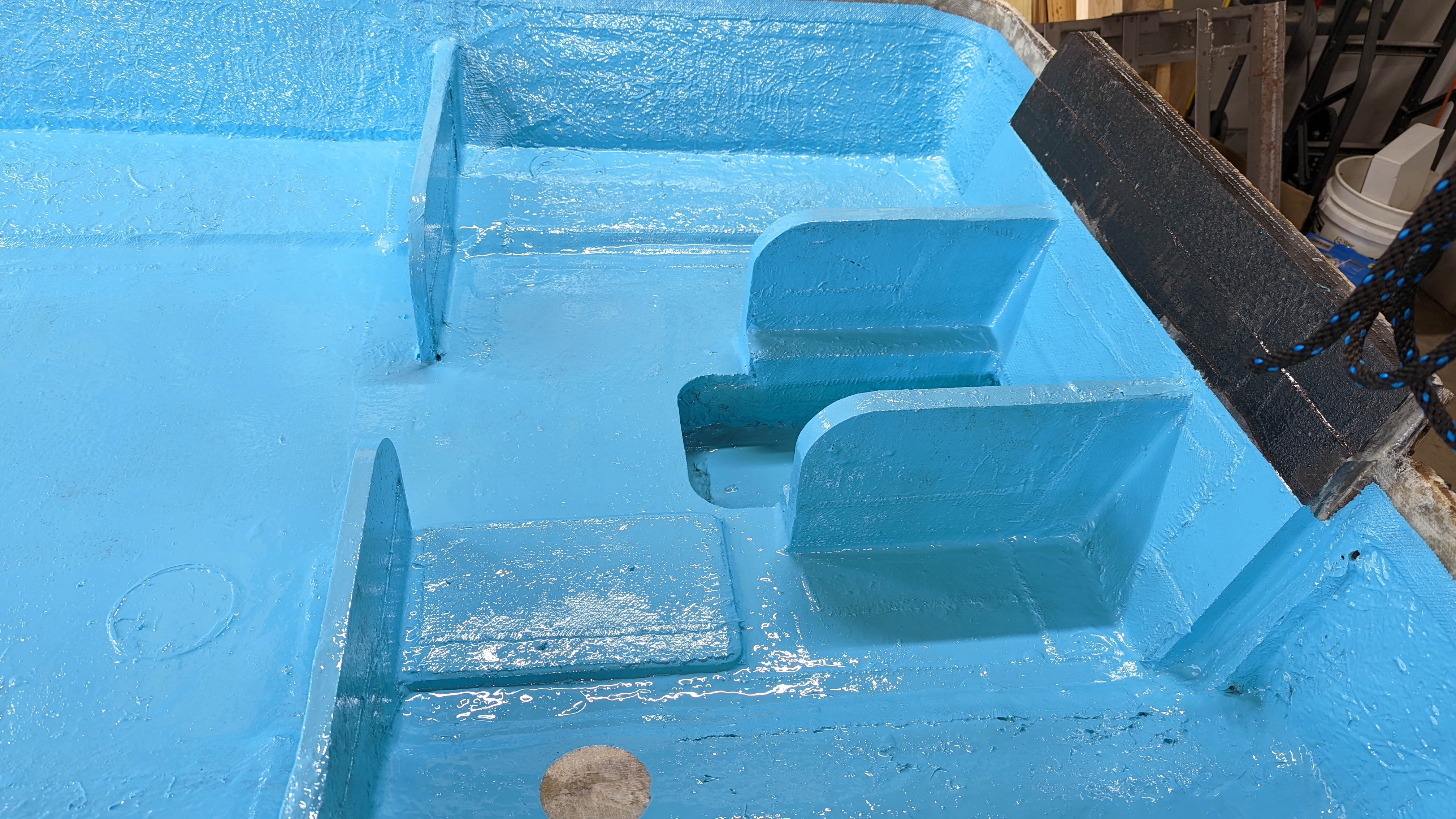 Interior Coated in Bright Blue Paint